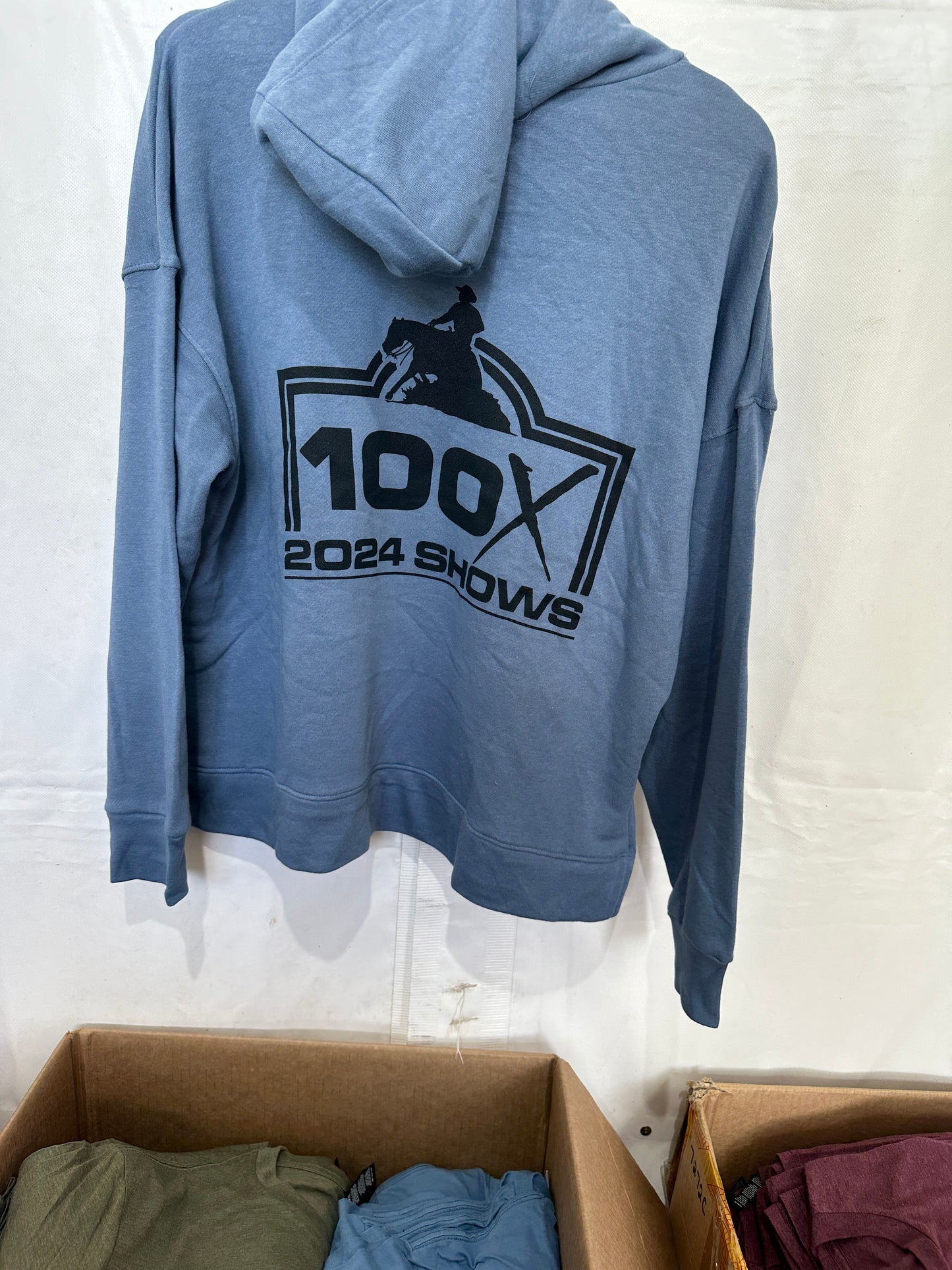 Cropped Hoodie: Blue, Womens, 100X Shows