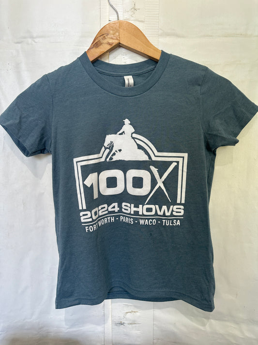 T-Shirt: Kids, blue, 100X Shows